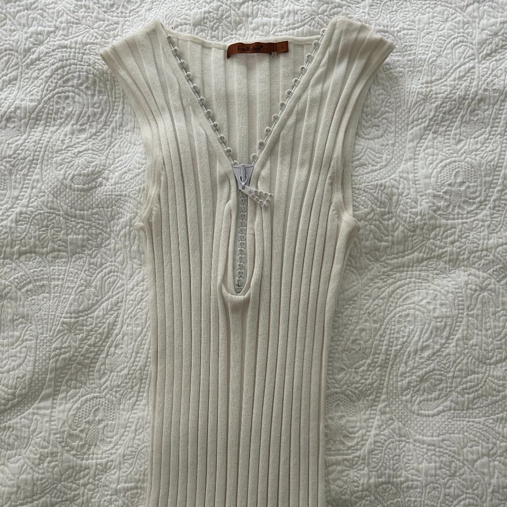 Belldini Cream Ribbed Tank Top